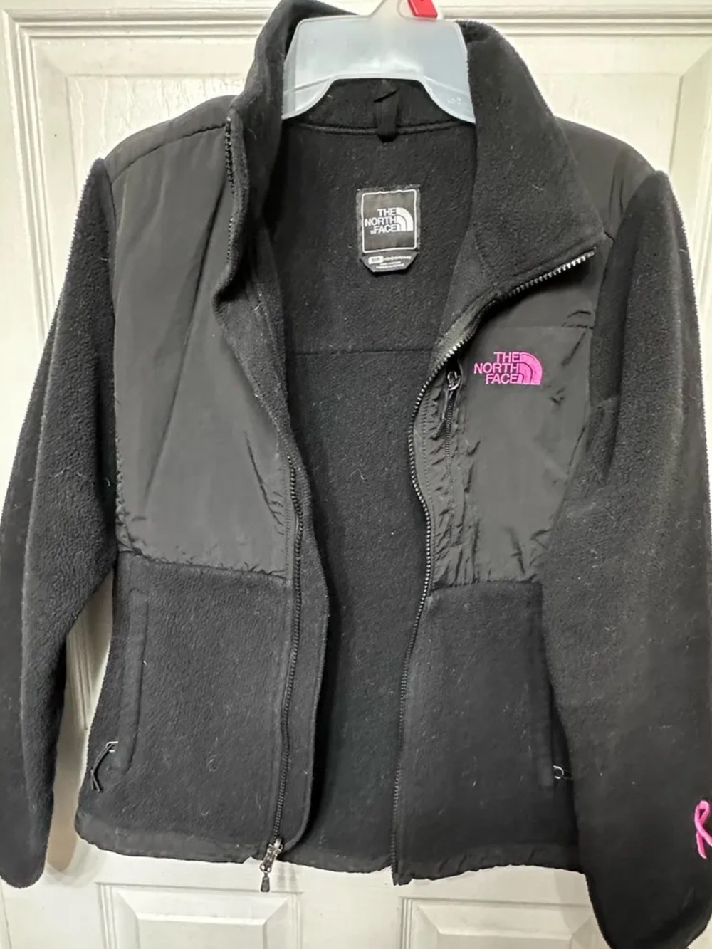The North Face Women's Black Fleece Jacket with Breast Cancer Logo